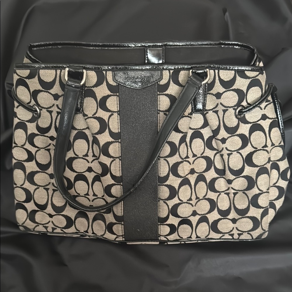 Classic Black and Tan Coach Handbag